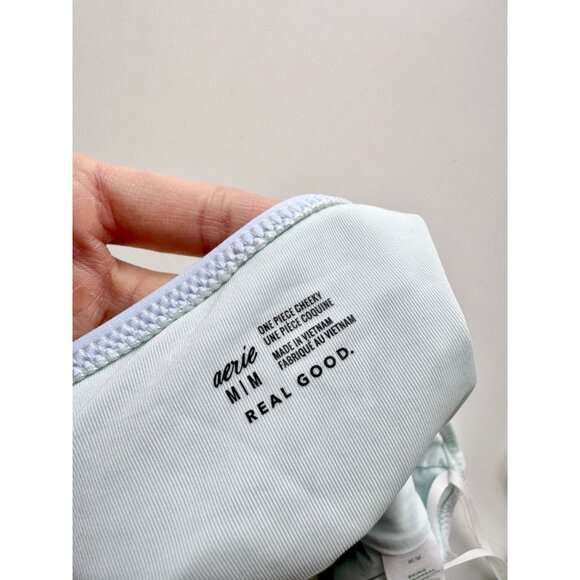 NWT AERIE Lime Fizz Ombre Cut Out One Piece Cheeky Swimsuit, Size M - Picture 14 of 16